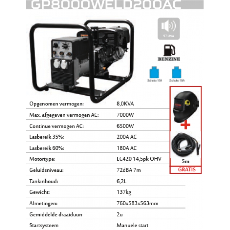 Genermore generator GP8000W200AC toolsandco.be - GP8000W200AC-TOU